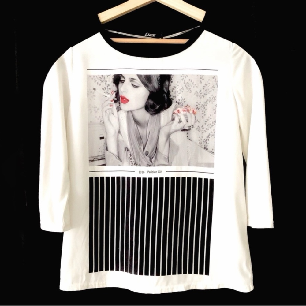 NWT Etam Paris Parisian Girl 1916 Graphic Tee Size 8